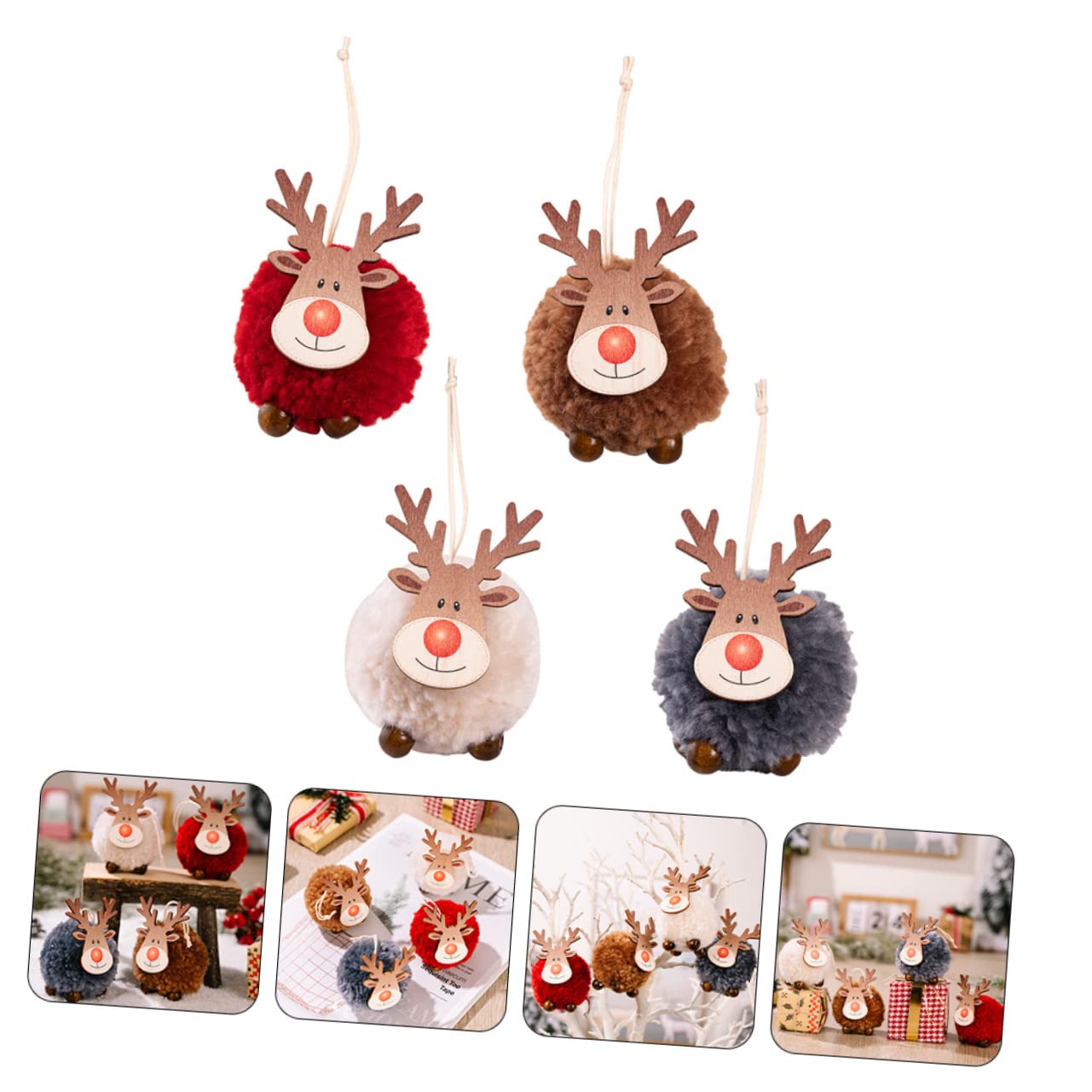 Zerodeko 4 Set Ciondolo Albero Di Natale Addobbi Natalizi Ghirlanda Pendenti Natalizi Ciondolo Natalizio Decorazioni Natalizie in Feltro Di Legno Decorazione Della Finestra 4 Pezzi*4