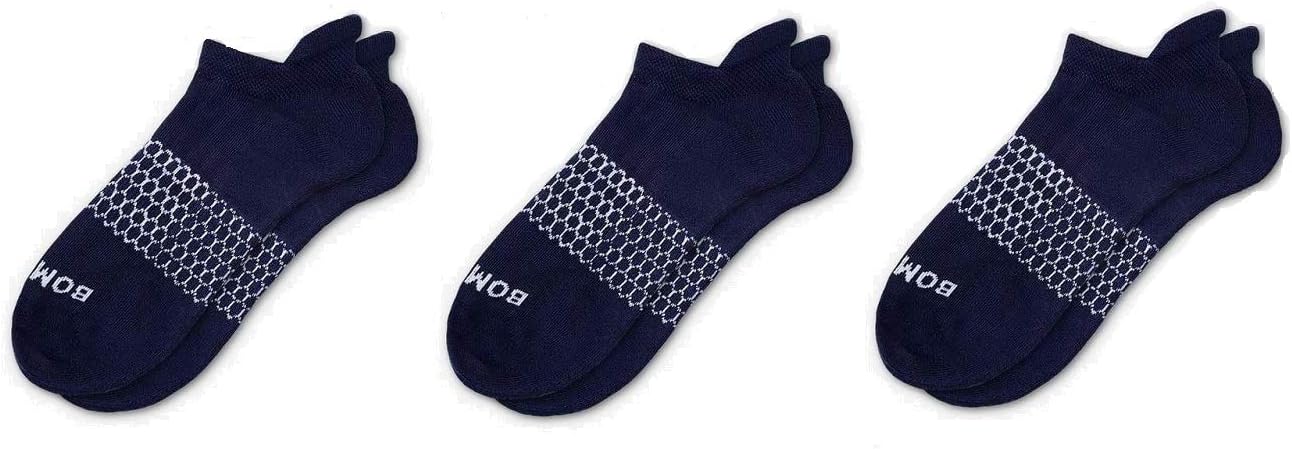 Bombas 3-Pack Men's Ankle Socks Navy Blue Honeycomb Large