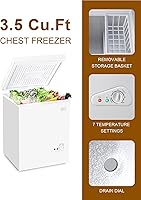 Vista 31 de Mini Chest Freezer 3.5 Cu.Ft 7 Gears Temperature Control Compact Deep Freezer with Top Open Door and Removable Storage Basket Black