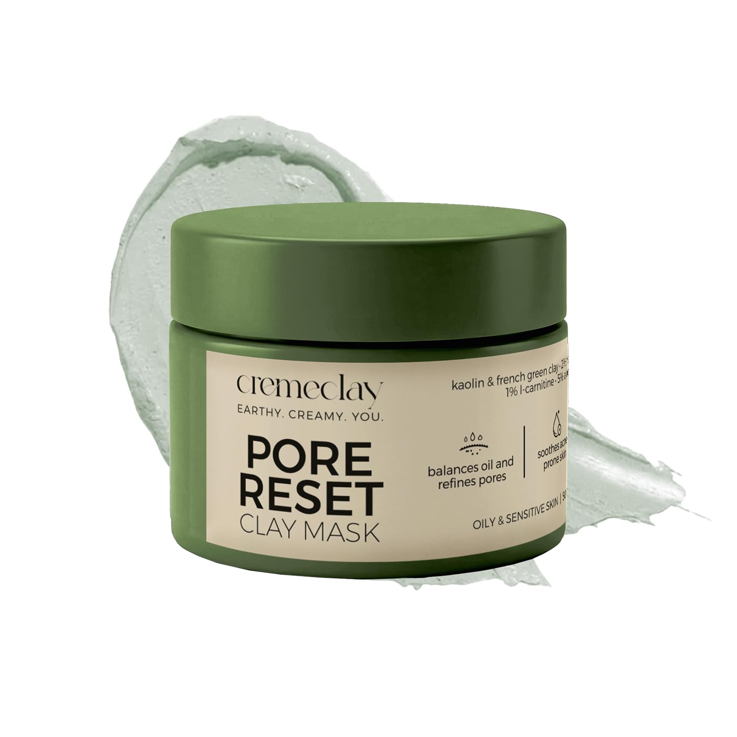Pore Reset Non-Drying Clay Mask | Oily & Sensitive Skin 50g | Minimize Pores, Controls Oil, Soothes Skin | French Green Clay, Heartleaf Extract & L-Carnitine | Face Mask for Women Skin Care-image-8