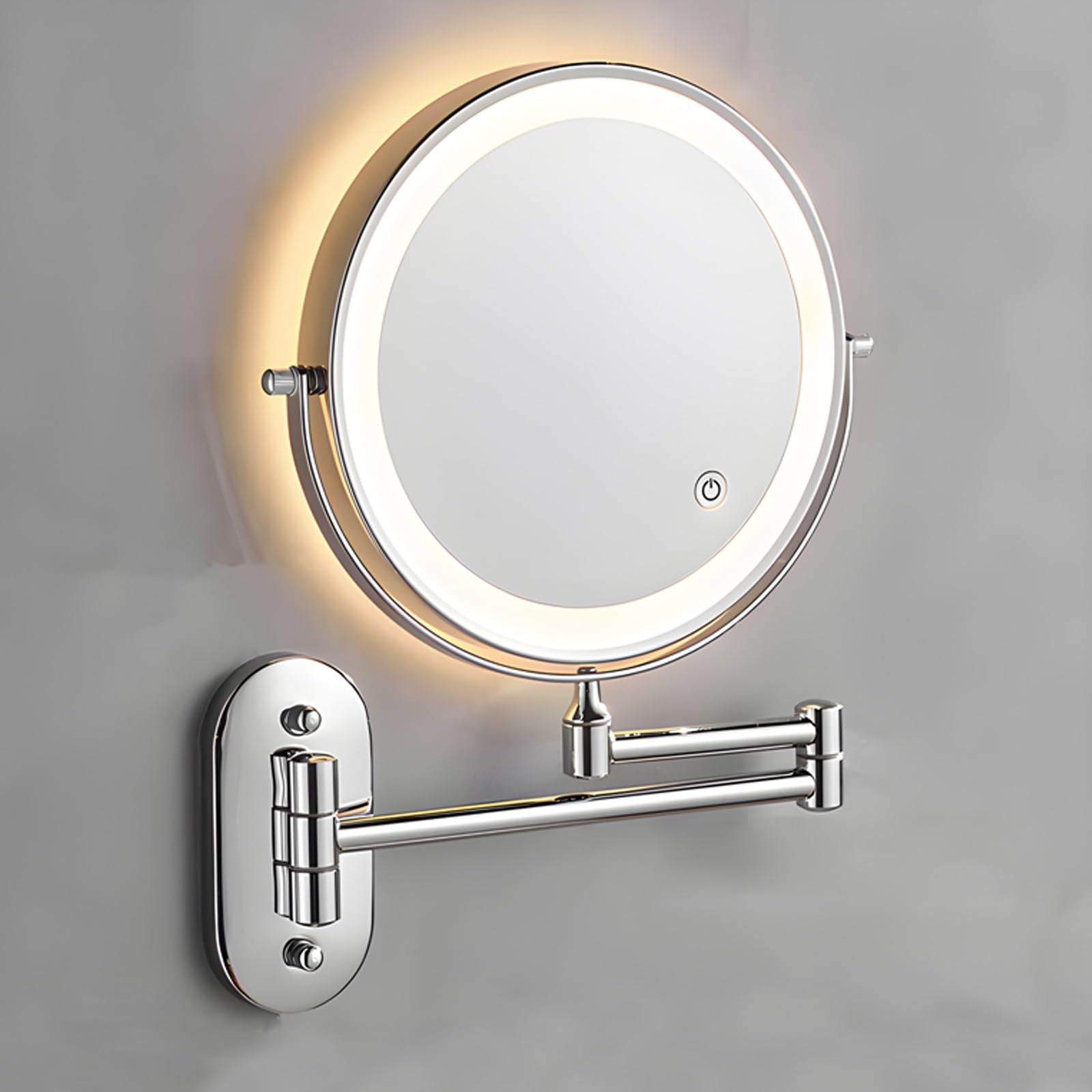HJXGQJM Specchio Da Trucco Ricaricabile Illuminato Da Parete, Specchio Estensibile Da Bagno,Specchio Ingranditore 5x/1x,Rotazione A 360 Specchio Estensibile Per Bagno, Hotel