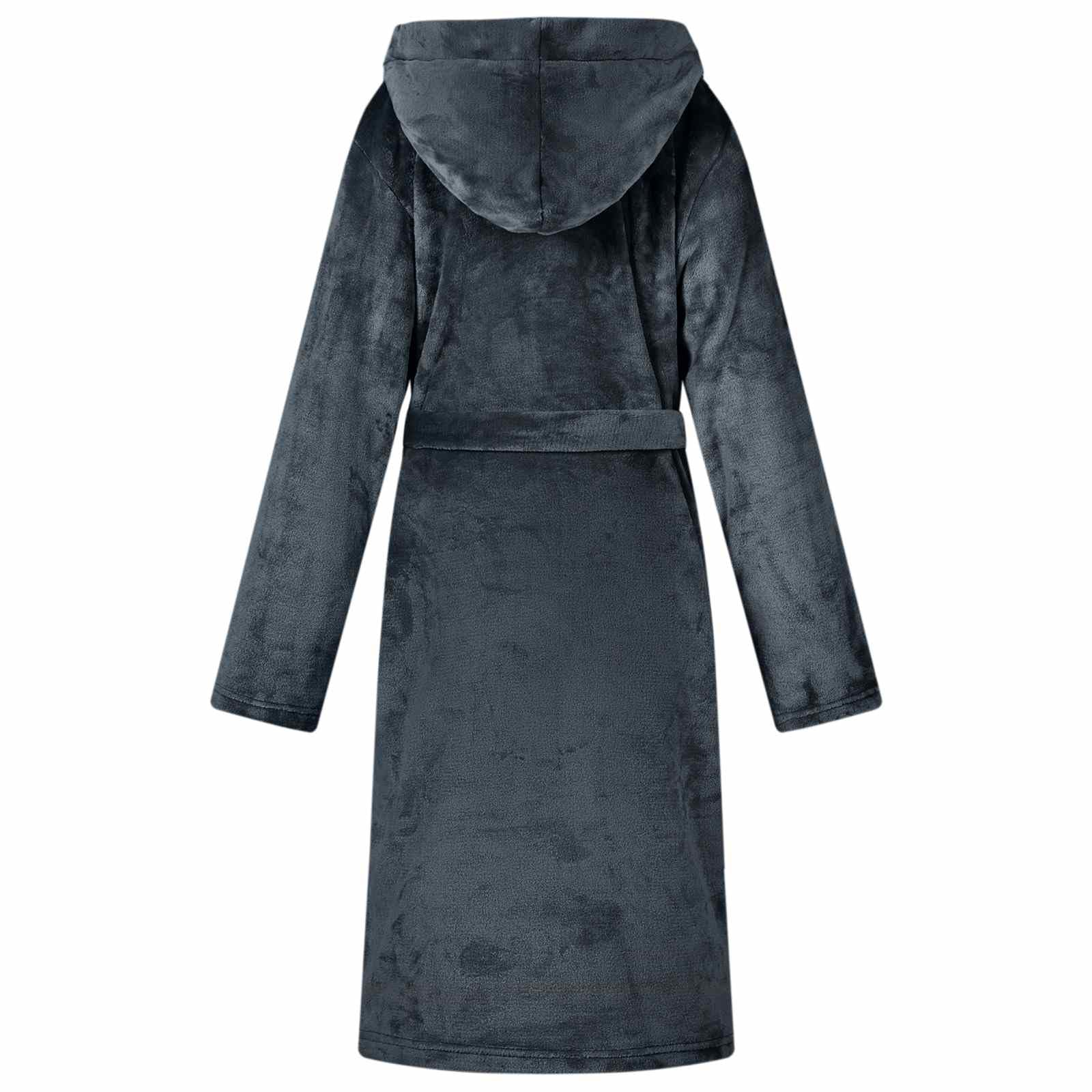 Bademantel Hoodie Marineblau XXXL Flanell bequemer Loungewear Hausanzug mit extra-warmem Kapuze, praktischen Taschen, leichtem Stoff ideal für Entspannung