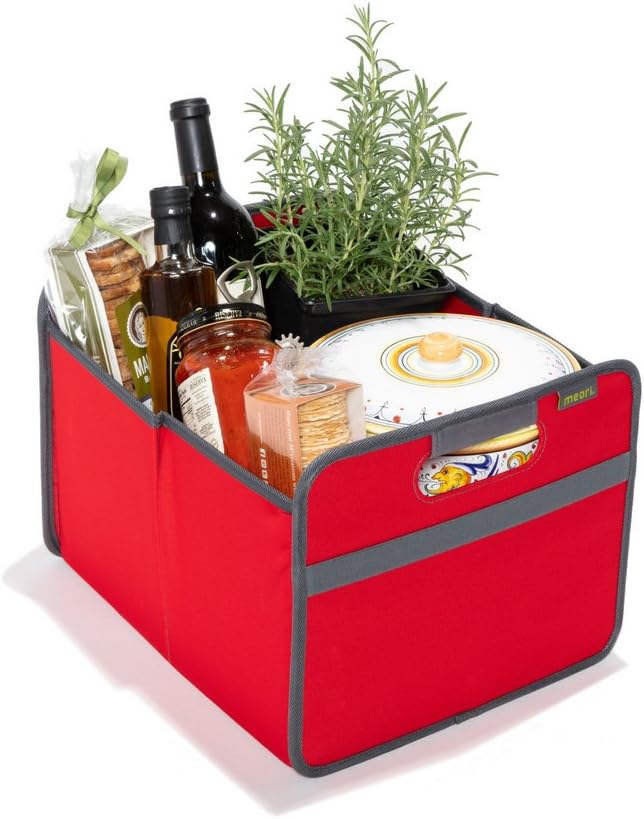 meori Red Foldable Box Medium Hibiscus Removable Carrying Handle 6.5 Gallon Handsfree Grocery Farmers Market Shopping up to 65lbs Economy Set, Shopper A100213