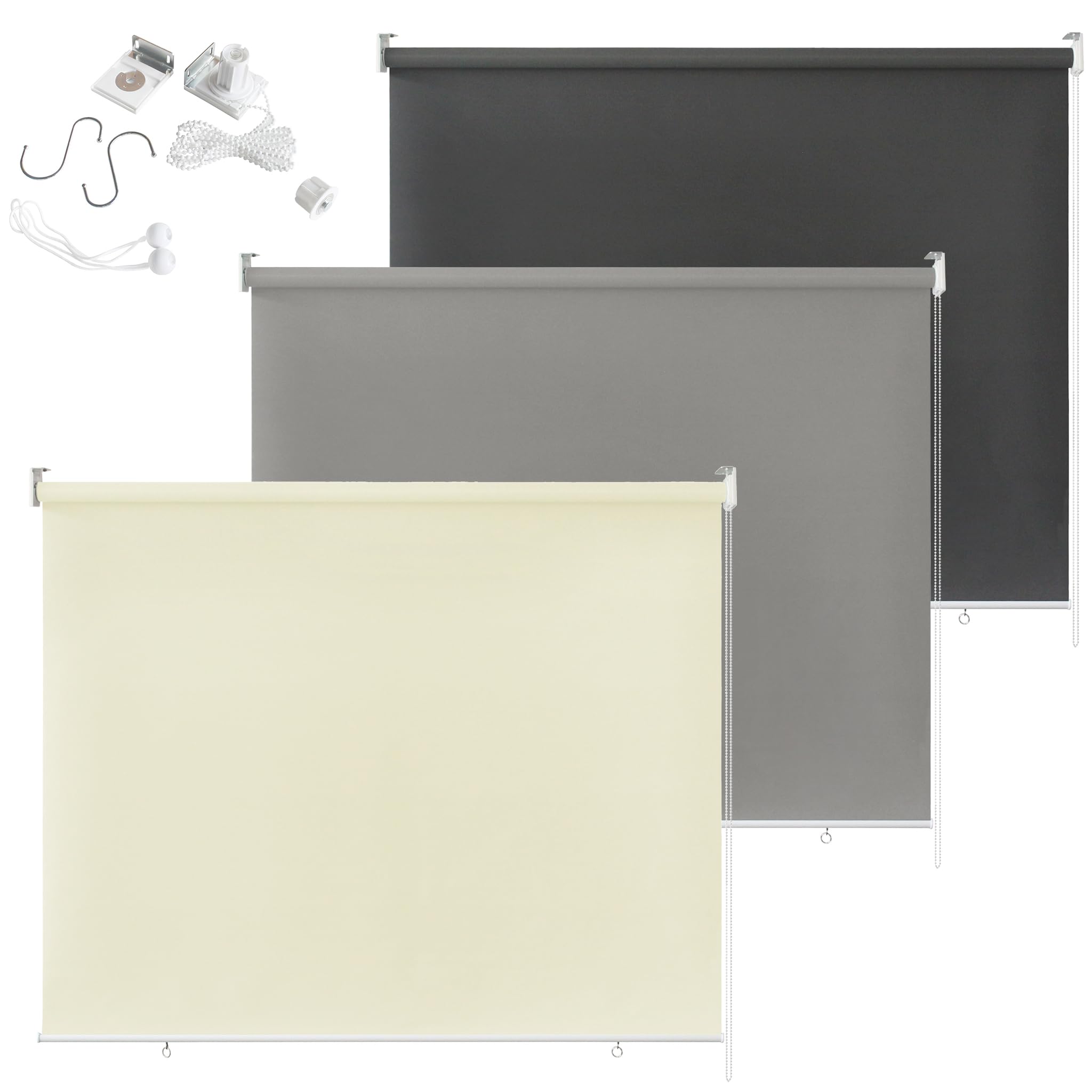 Tenda a Rullo Oscuranti 180 x 240cm Tende Avvolgibili da Esterno con Fissaggio a Morsetto Protezione dai Raggi UV Persiana per Finestre e Porte (Beige)