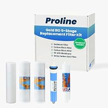 Proline Gold RO Replacement Filter Kit with Membrane Genuine Reverse Osmosis Filter Set with 50 GPD RO Membrane - Includes Sediment, Inline GAC, Membrane & 2 Carbon Block Filters