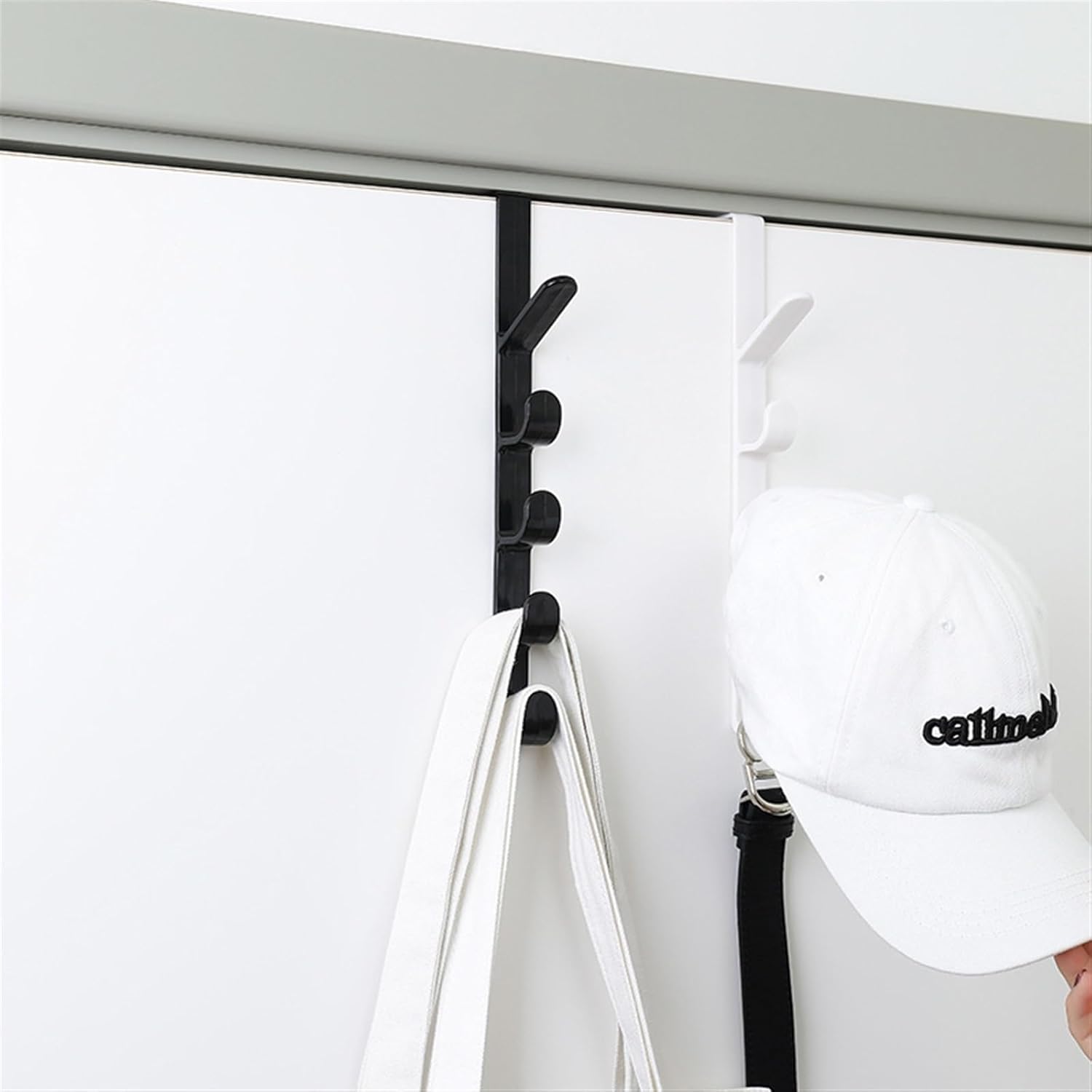 Hook Long Row of Hooks Behind The Door, Bag Hanging Rack, Wall Hanging Storage Rack, hat Storage Rack(White)