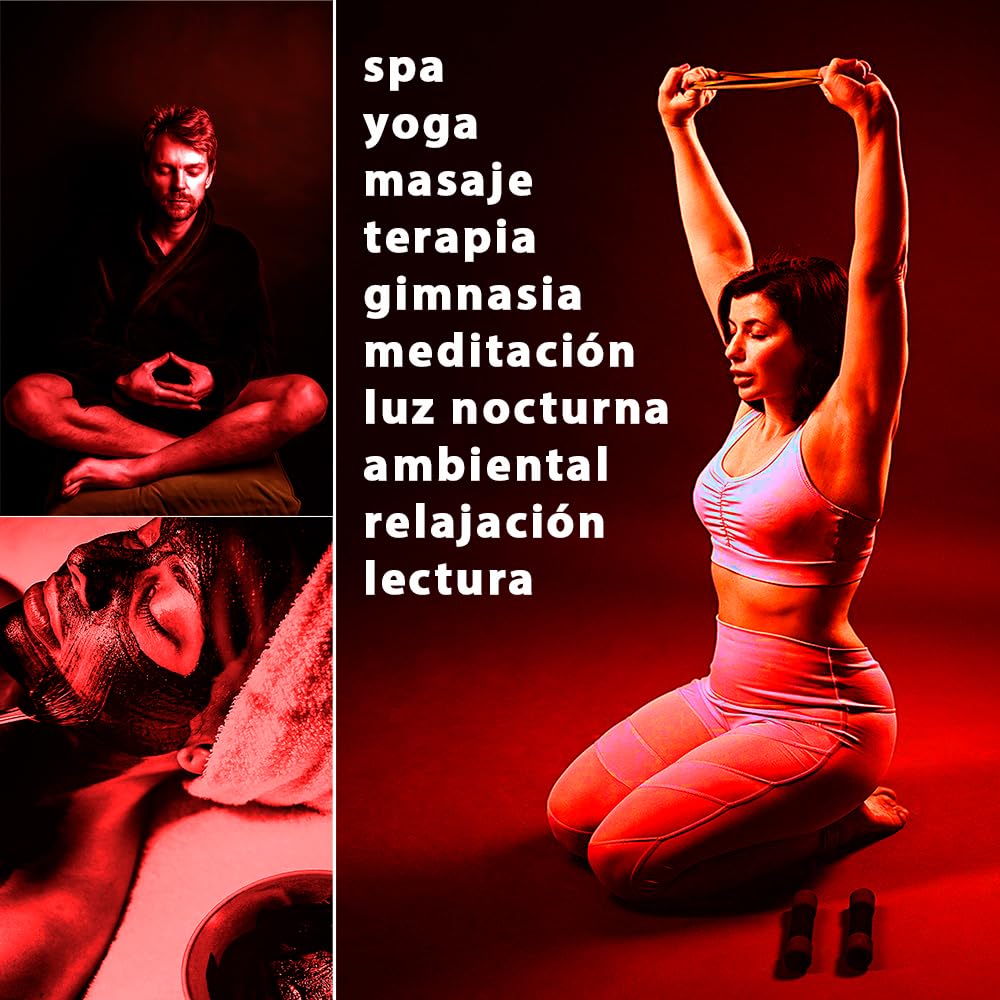Lámpara luz roja nocturna melatonina para terapia e iluminación (NIR 660-850nm), sincroniza tus ritmos circadianos - Bombilla luz roja para dormir - Red Light Therapy Panel