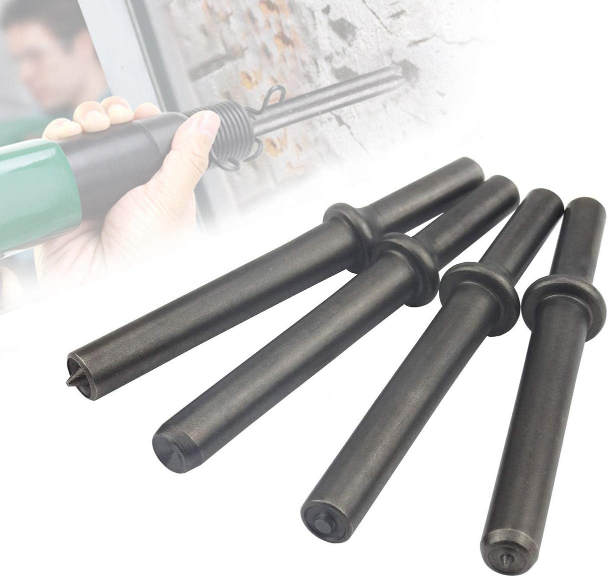 4 Pcs Pneumatic Air Rivet Hammer Set, Heavy Duty Shank 0.401 Air Hammer
