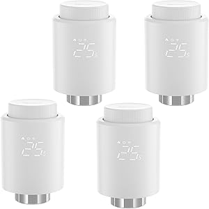 SONOFF ZigBee 3.0 Thermostatic Radiator Valve, Connected and Smart Thermostatic, Voice Control, Window Detection, Compatible with Alexa/Home Assistant, Requires Zigbee Hub (4 Pack)