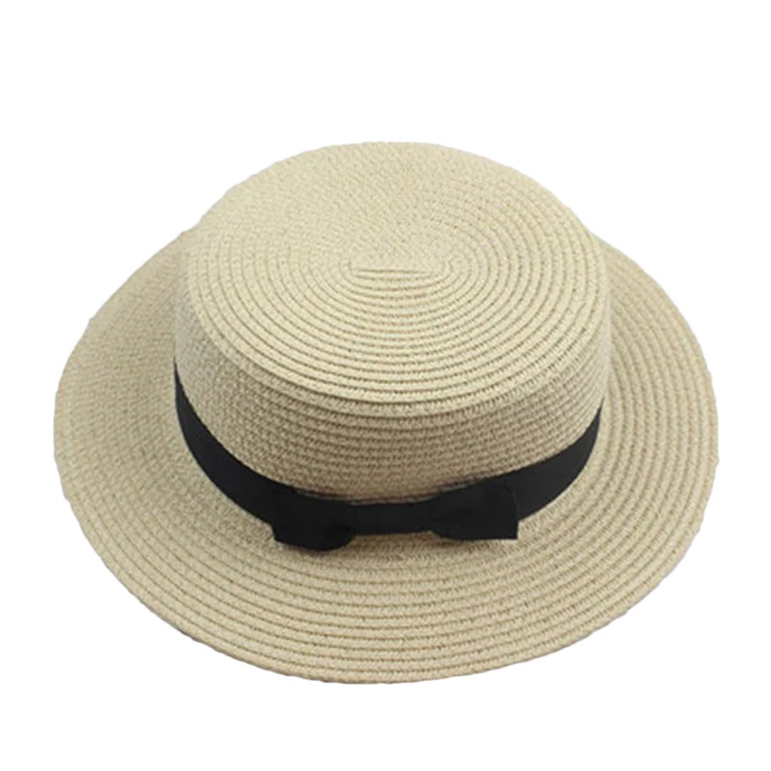 EYRMQWJPC Wide Brim Sun Hat, Women's Straw Sun Protection Panama Bucket Hat Multicolor Multiple Sizes(White)