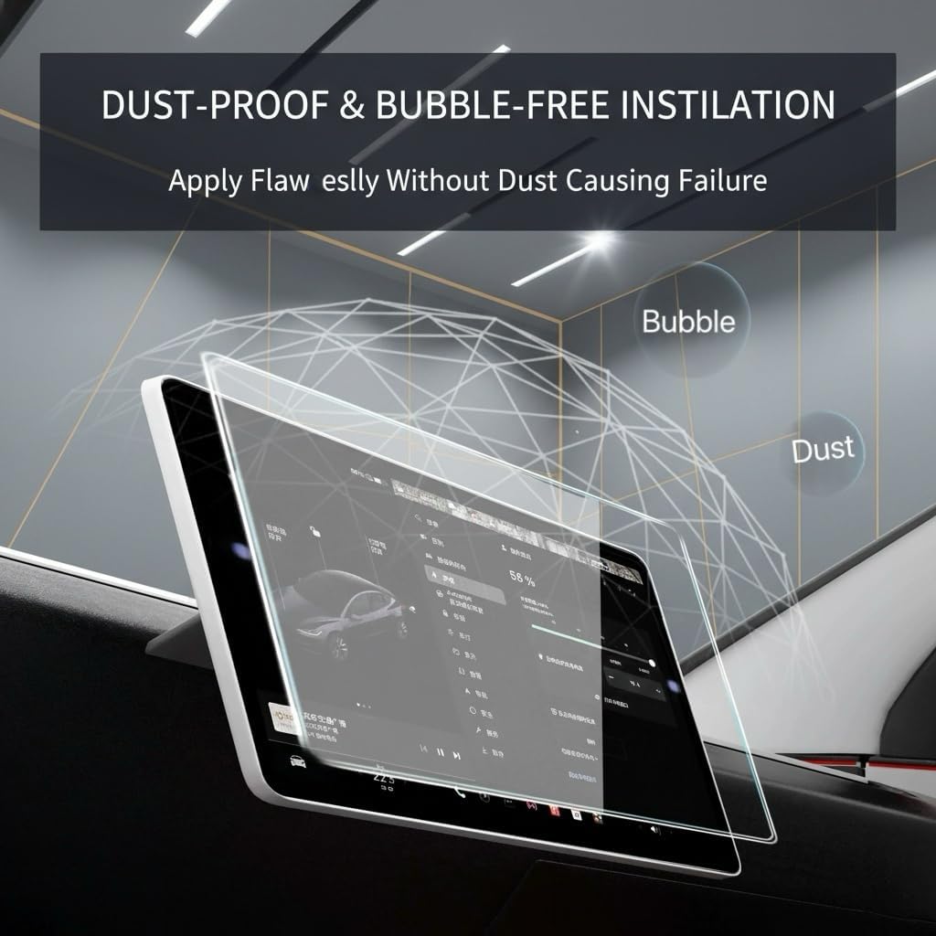 Screen Protector for Tesla Model Y Juniper (2025) & Model 3 Highland (2023–2025) – 15.4 Inch High-definition Tempered Glass [Anti-Glare & Anti-Fingerprint] 15.4'' Display Protector, Model Y/3 Accessories