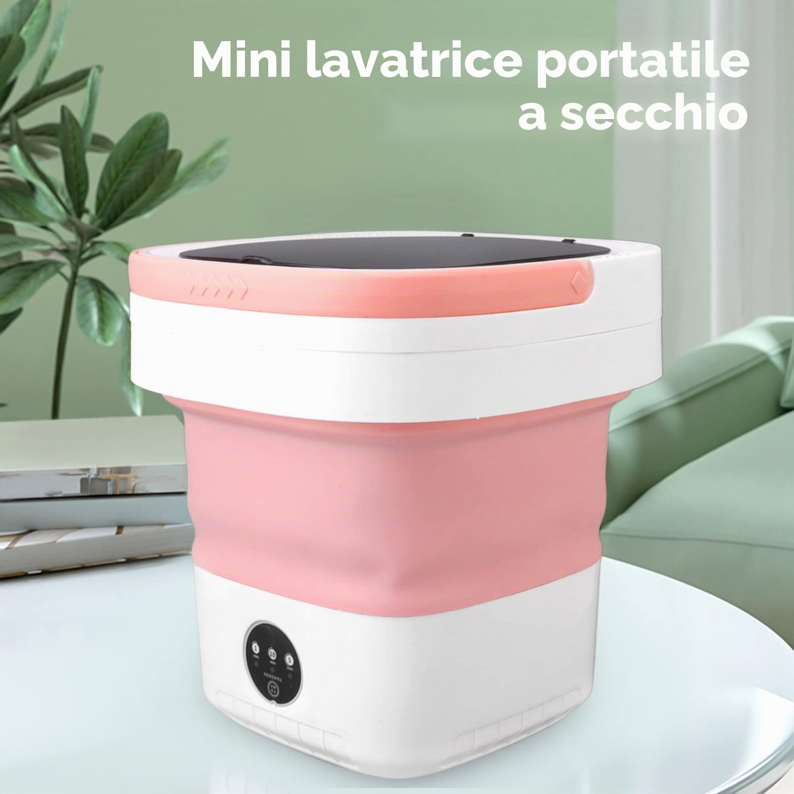 YUYTE Lavatrice Portatile, Mini Lavatrice Pieghevole da 7,5 Litri e Centrifuga Piccola Lavatrice Pieghevole per Campeggio, Camper, Dormitorio, Viaggi, Lavanderia da Viaggio (Rosa)