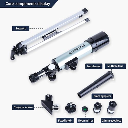 Miniatura 4 de Telescopio para niños  90x de aumento, incluye tres oculares, trípode de mesa y lente lunar, telescopio refractor portátil para niños y principiantes