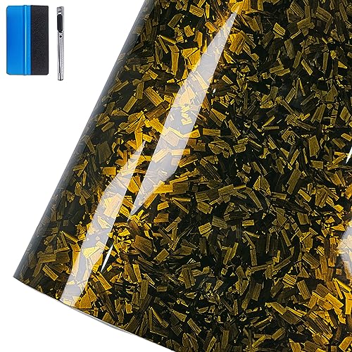 NewL, Pellicola autoadesiva per car wrapping, in composito forgiato, senza bolle, con rilascio dell’aria, decalcomania per auto, moto e altri veicoli, color oro lucido, 30 cm x 100 cm