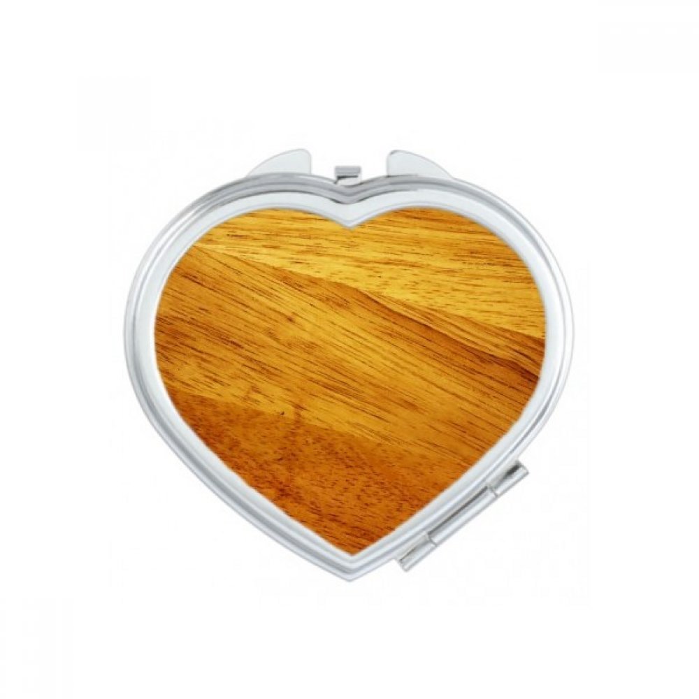 Miroir de poche motif rayures rétro bois et illustration cœur