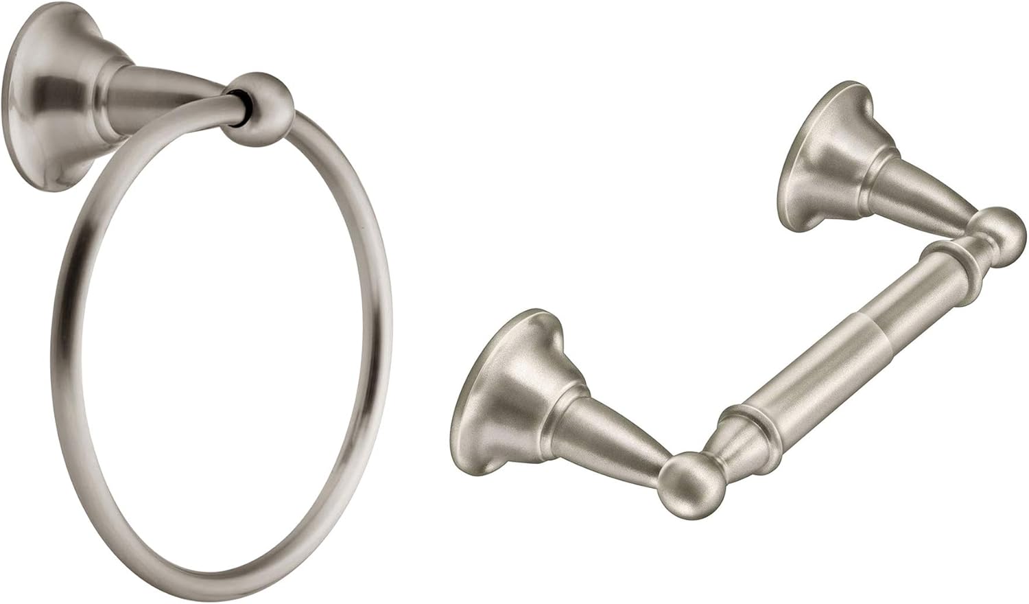 Moen DN6886BN Sage Towel Ring, Brushed Nickel with Moen DN6808BN Sage Toilet Paper Holder, Brushed Nickel