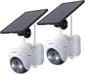 ieGeek 3MP Battery Outdoor WiFi Surveillance Camera, Outdoor Security Camera Can Rotate 360 °/ Tilt, PIR Motion Detection, Color Night Vision, Light and Sound Alarm asin的图片