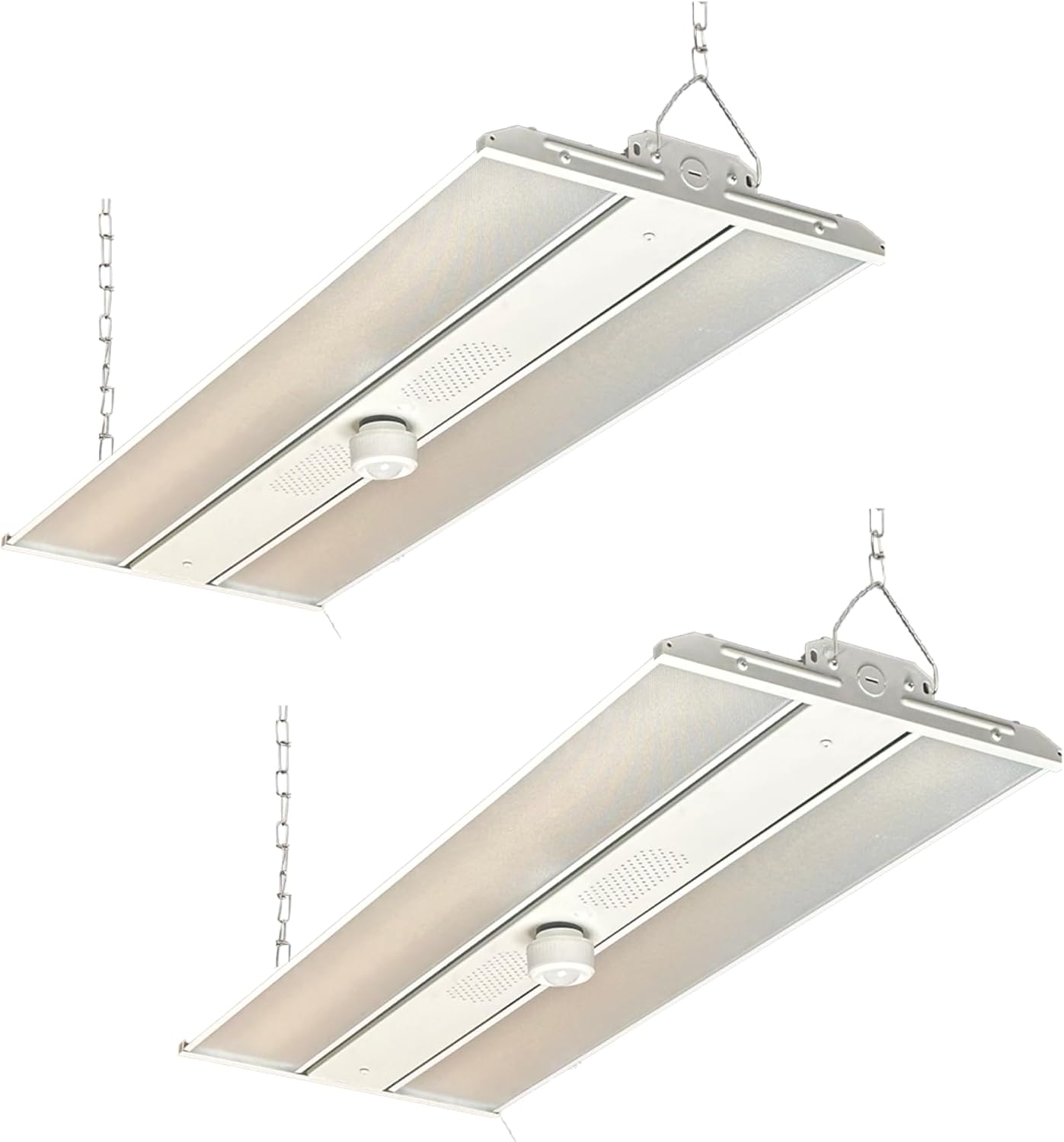 E2 LIGHTING 2FT Linear High Bay Light | 110W/165W/220W & 3500K/4000K/5000K Tunable | Emergency Battery Backup 30W 90-Min | Motion Sensor, 120-277V, Dimmable | Warehouse & Shop (2 Pack)
