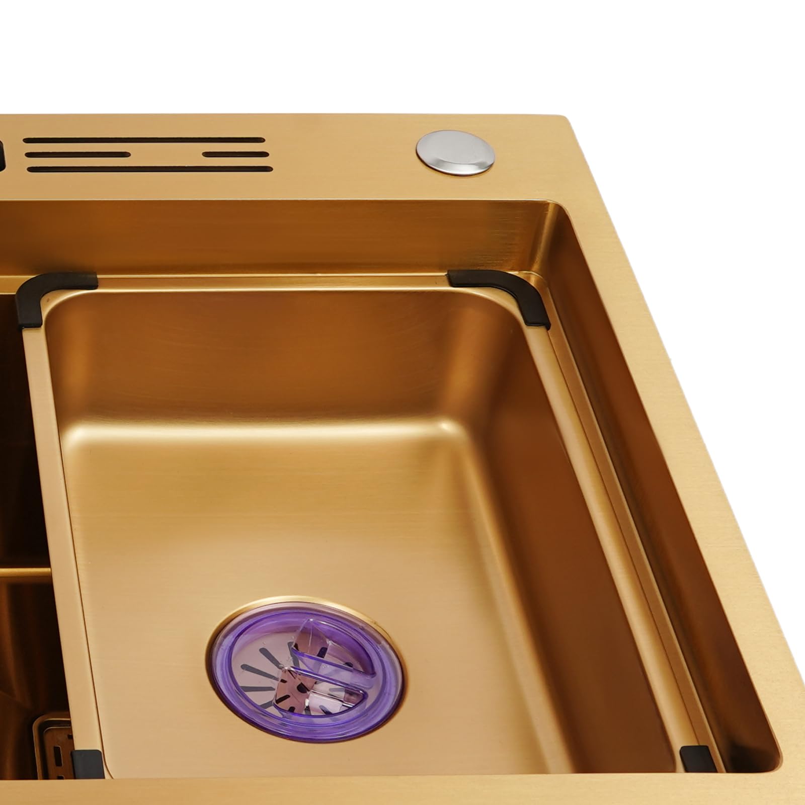Fregadero de cocina de acero inoxidable con grifo de 78 x 46 cm, juego con cuchillo especial y organizador de tabla de cortar, fregadero multifunción, fregadero de cocina, fregadero con 2 cuencos