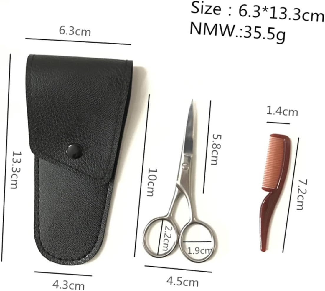 Mustache Scissors Set for Men, Stainless Steel Beard Trimming