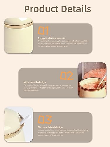 Miniatura 3 de HAOTOP Azucarero de 12 onzas con tapa y cuchara, recipiente de cerámica simple para azúcar, dispensador de azúcar, accesorios de barra de café,