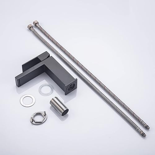 Miniatura 6 de DEOLER Grifo mezclador de lavabo de baño con boquilla de cascada, grifo mezclador de lavabo de un solo agujero con manguera, grifo de baño moderno