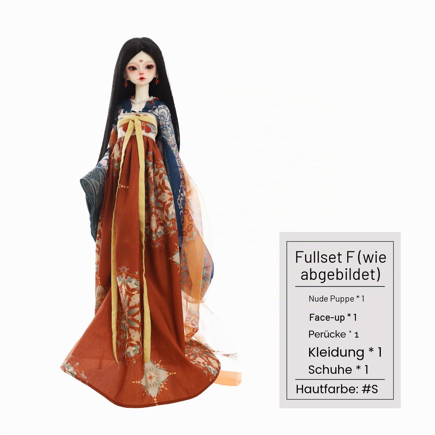Oueneifs BJD Puppe 1/4 Joan F, chinesischer Tang-Dynastie-Stil, komplettes Set, Harz-Spielzeug für Kinder ab 15 Jahren (ohne Frisur)
