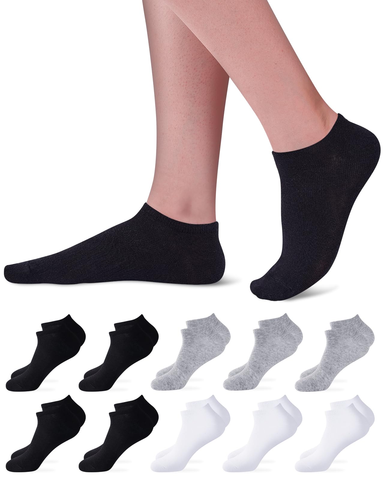 Niorasen Sneaker Socken Herren Damen, 10/20 Paar Baumwolle Sneakersocken | 80% Baumwolle, OEKO-TEX 100, Leicht und Atmungsaktiv; Langlebig, Robust Hochwertige Baumwollsocken; Elastischer Bund