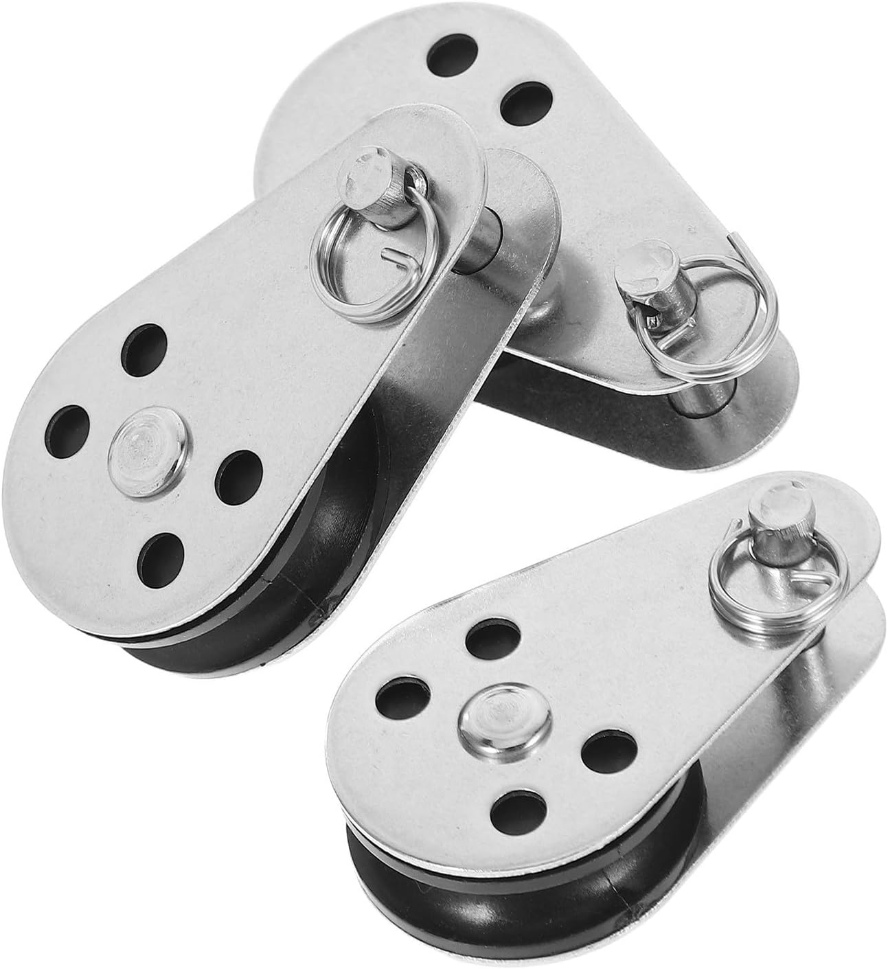 Kisangel Marine Pulley Block Heavy Duty 3pcs Stainless Steel Single Pulley Wheel with Wear Resistant Material for Rope and Cable for Boating Equipment and Canoe Accessories