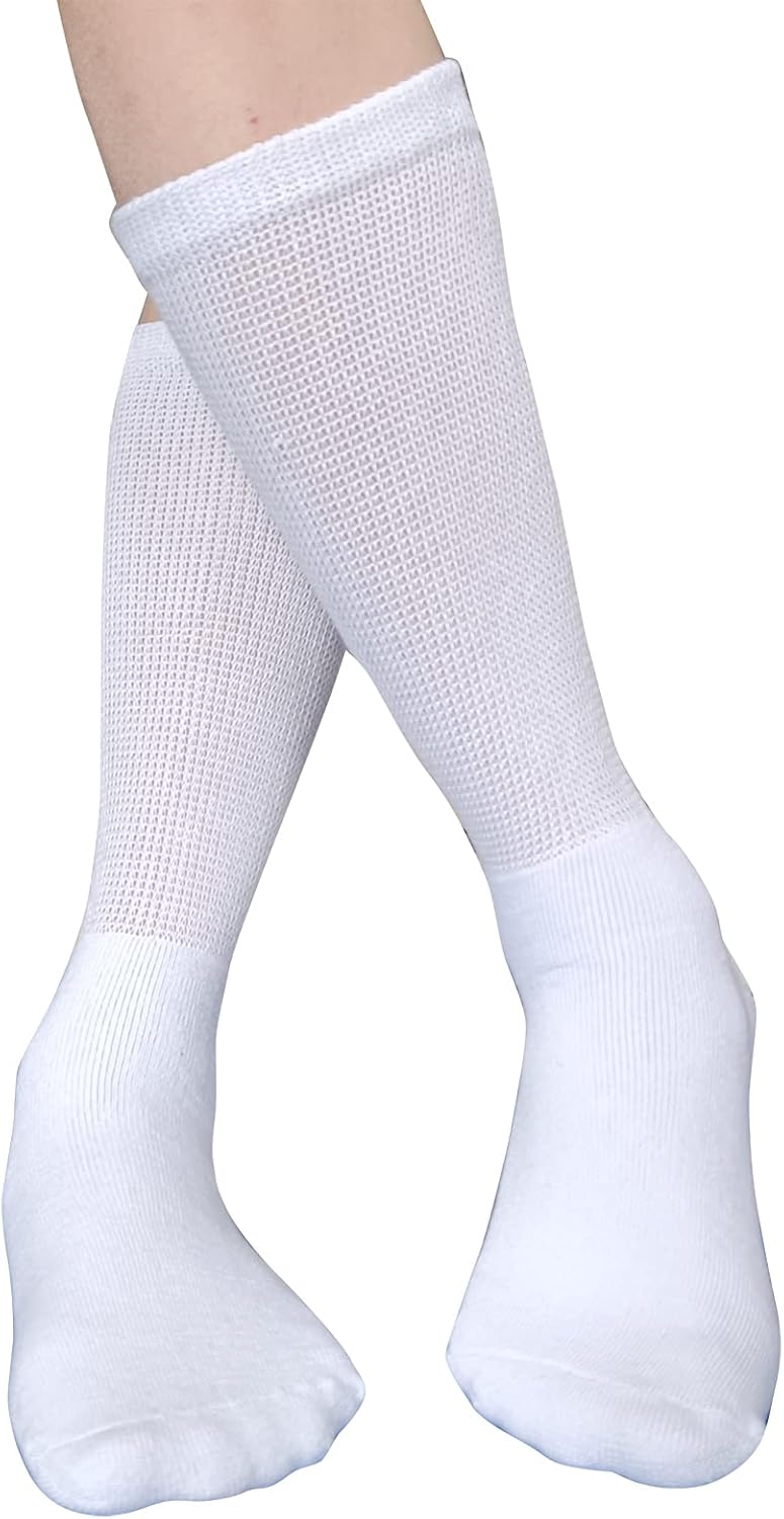 Men Diabetic Socks Extra Wide Non Binding Crew Sock Bariatric Swollen Sock Loose Fit for Edema Thick Ankle Calf 3 Pairs - Image 5