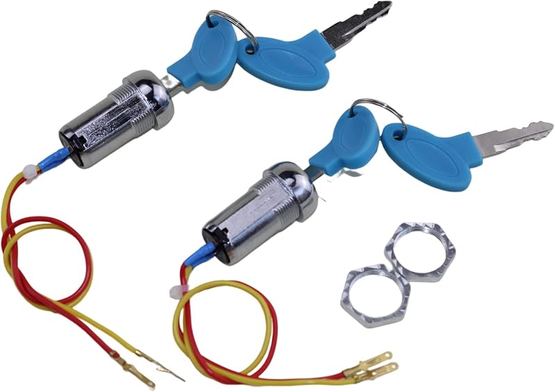 Trkimal 2 juegos de 2 cables interruptor de encendido llave de arranque con 4 llaves de encendido y apagado para scooter eléctrico ATV ciclomotor Go Kart