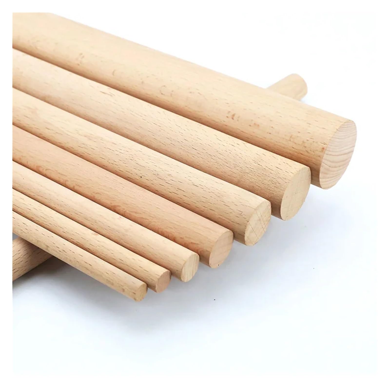 Puste drewniane kołki, Zestaw 5 prętów do kołków z twardego drewna, 1-1,4 cm x 10-40, makramy(1.4x40cm)