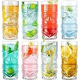 Wookgreat Tiki - Juego de 8 vasos de cóctel modernos de 14 onzas para bebidas de isla tropical y fiestas hawaianas
