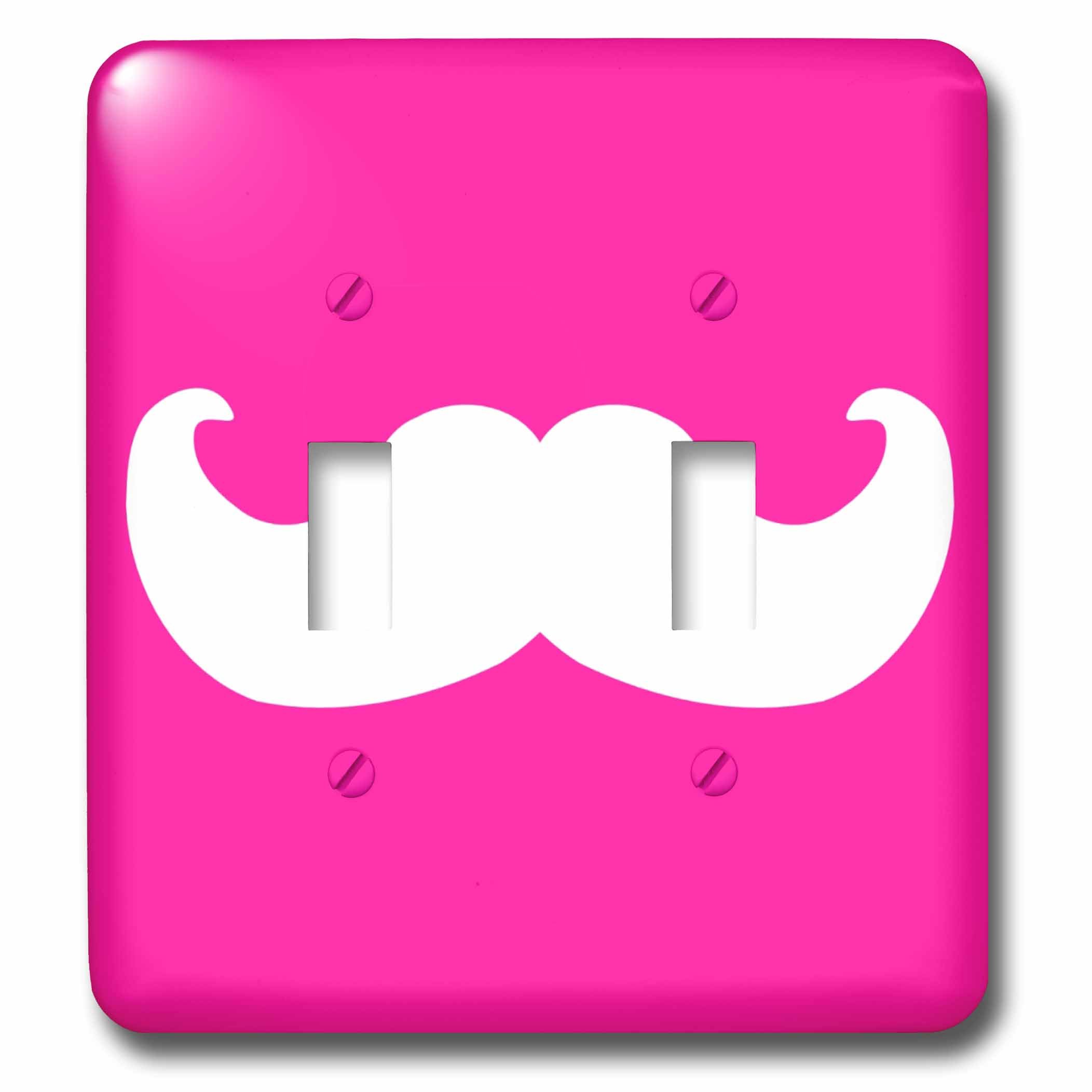 Interruptor doble de bigote blanco sobre fondo rosa fuerte con diseño hipster