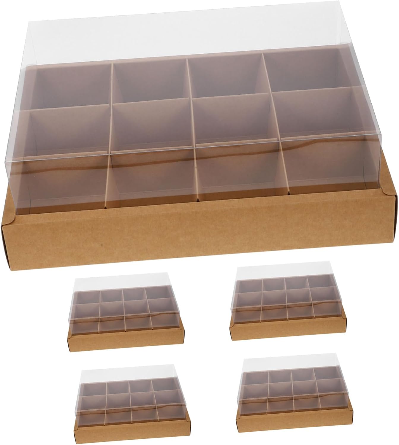 5pcs Lid Cupcake Boxes Compartment Mousse Cake Containers Cupcake Holders for Weddings Birthdays and Parties for Desserts and Treats