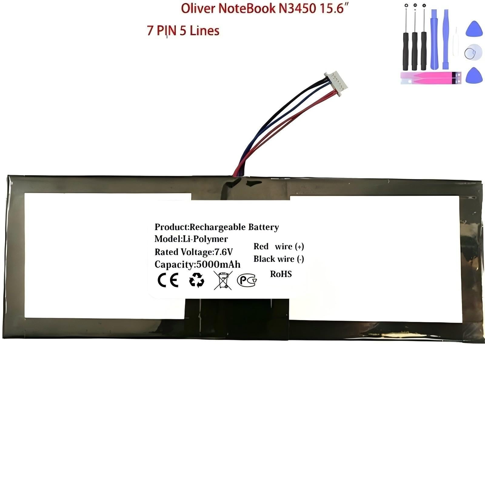 Compatibile con Onda Oliver, N3450 15.6" Laptop, batteria di ricambio for notebook da 7.6V 5000mAh.