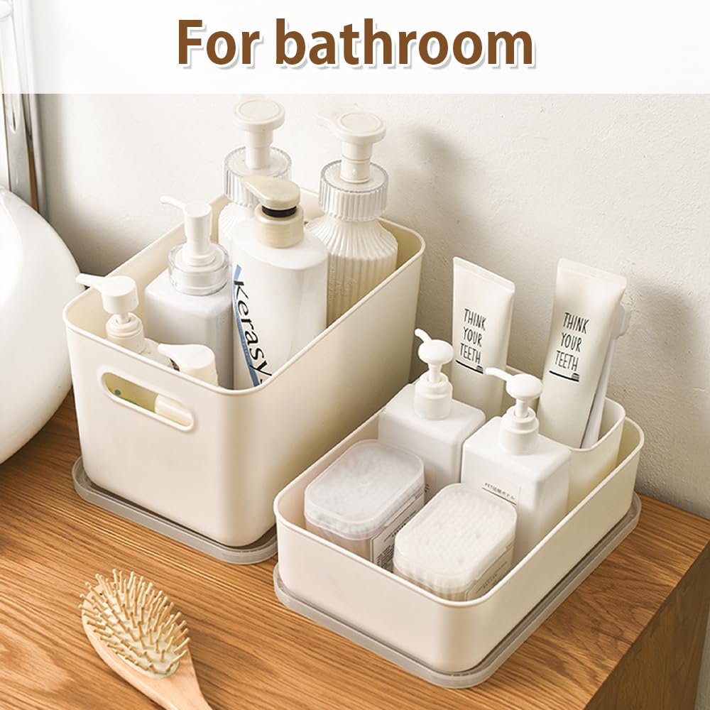 Lot de 8 boîtes de rangement avec 4 couvercles, panier de rangement en plastique avec poignées, boîtes de rangement multifonctionnelles pour cuisine, bureau, placard, salle de bain, jouets