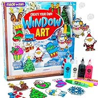 Made By Me Create Your Own Holiday Window Art by Horizon Group USA, Make 20 Projects, Includes Winter-Themed Suncatcher Frames & Window Clings, Glitter Paint, Paint Tubes, Suction Cups & Cording