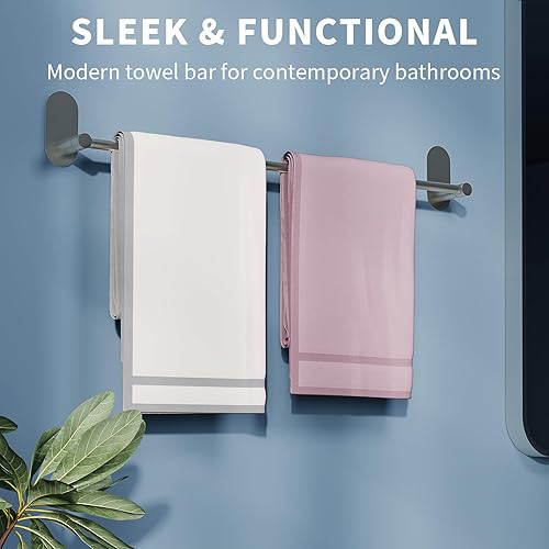Miniatura 2 de Toallero autoadhesivo para baño, acero inoxidable de 24 pulgadas y aleación de zinc, sin taladro, toallero resistente, para cocina, gabinete,