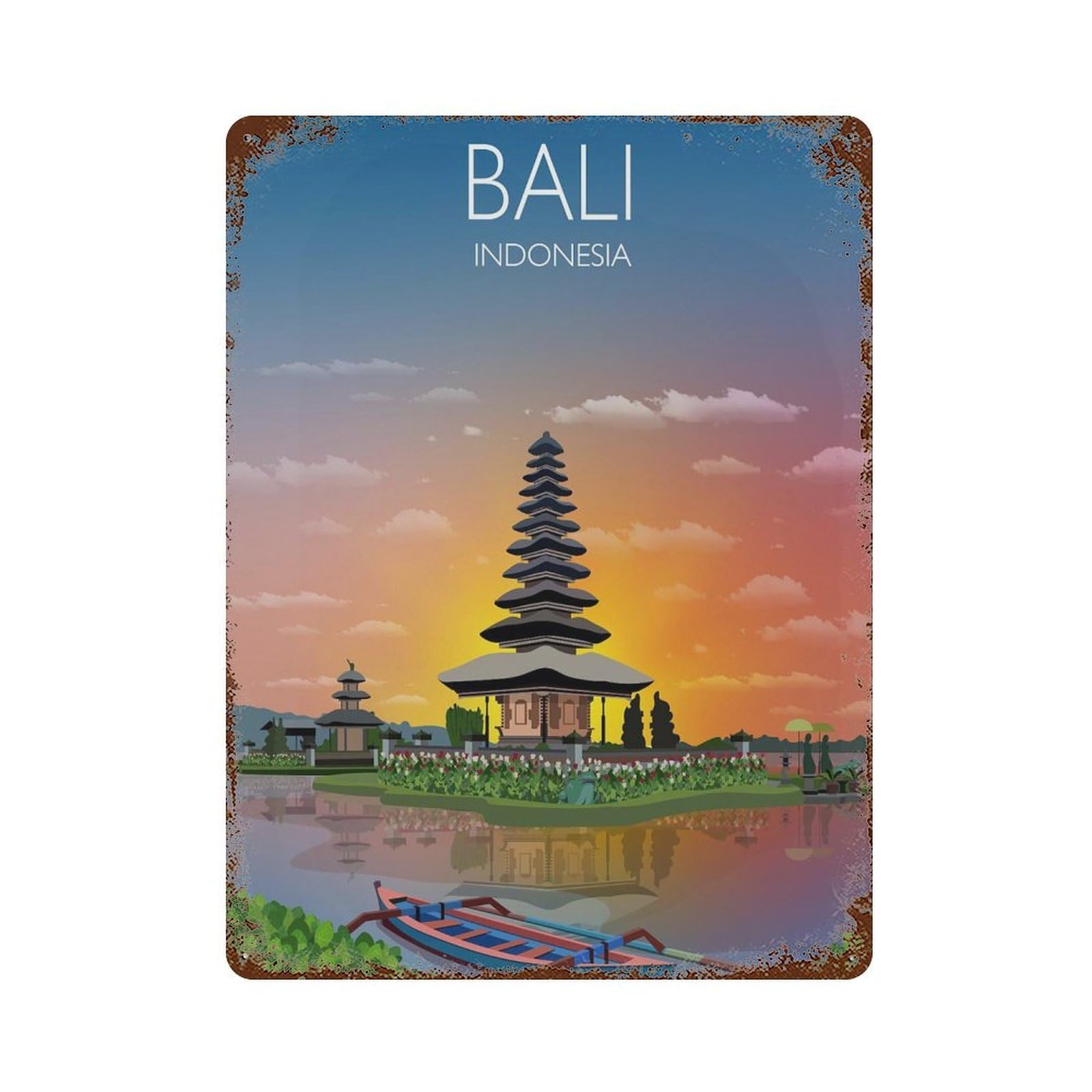 xiaoxiaoshen Travel of Bali Indonesia Wall Decor Art Metal Tin Poster Modern Home Decor Art Home Bar Shop Decorations Vintage Sign 40x30cm