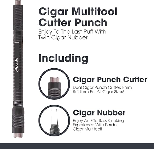 Miniatura 8 de Pardo Multiherramienta 4 en 1 para puros  Tamaño doble, cortador de puros, herramienta de perforación de puros, herramienta de potenciador de puros