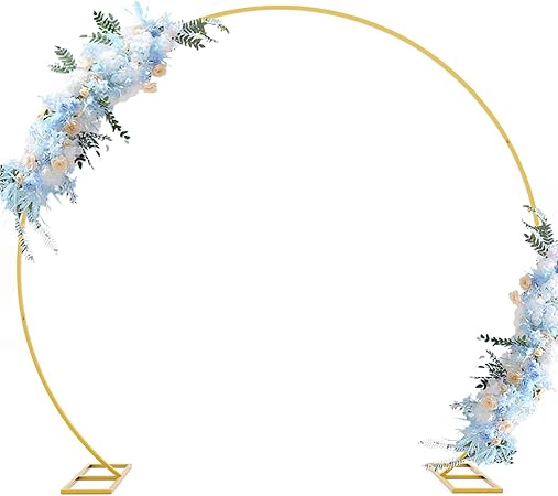 Fomcet 8FT Gold Round Backdrop Stand Circle Balloon Arch Frame