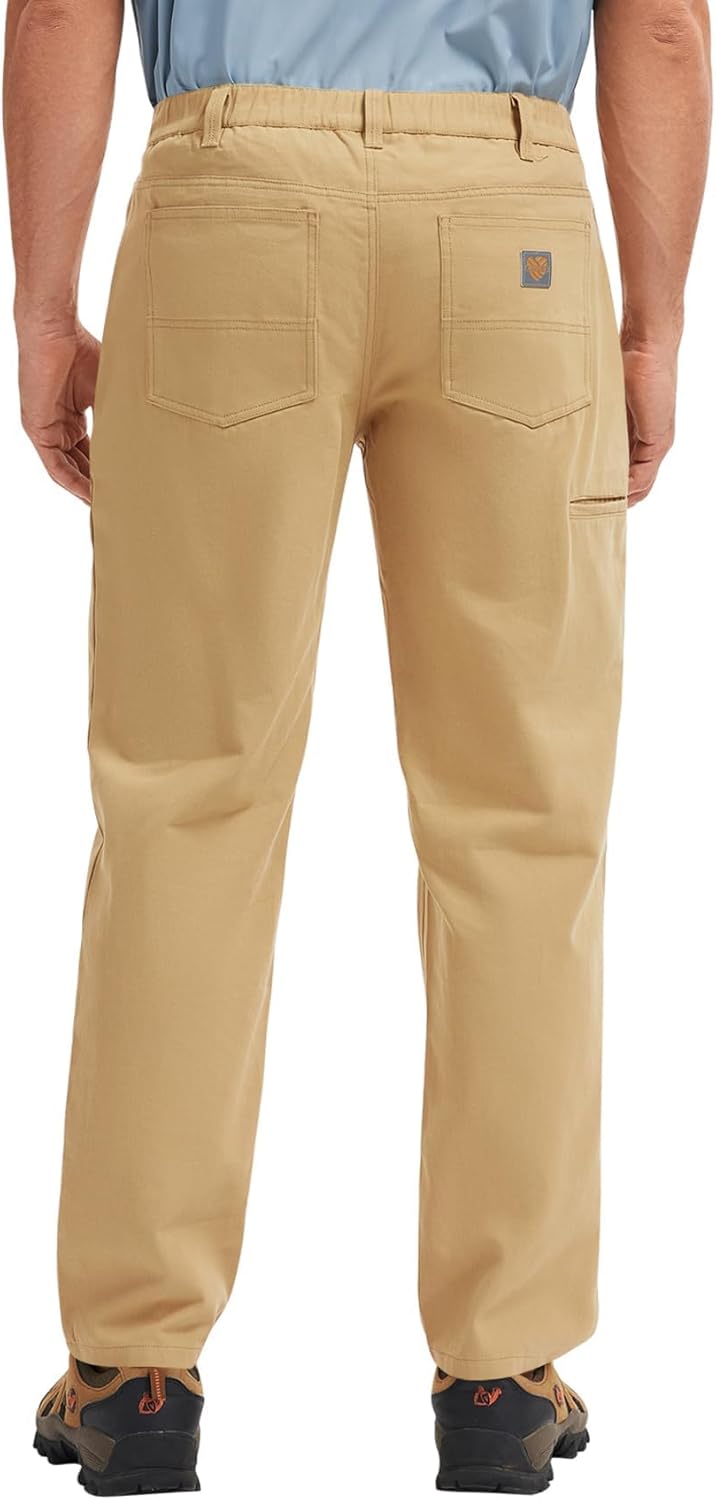 Men's Work Pants Stretch & Sturdy Relaxed Fit Canvas 5-Pocket for Construction
