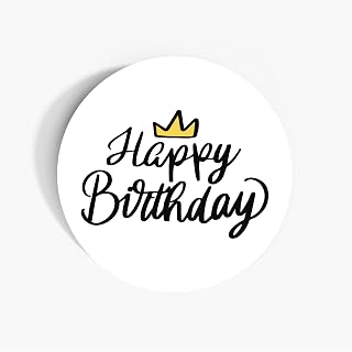 Happy Birthday Decor Paper Labels, 37mm Self-adhesive Stickers, Multipack Stationery Craft Decorative Labels (Pack of 180 labels, White)