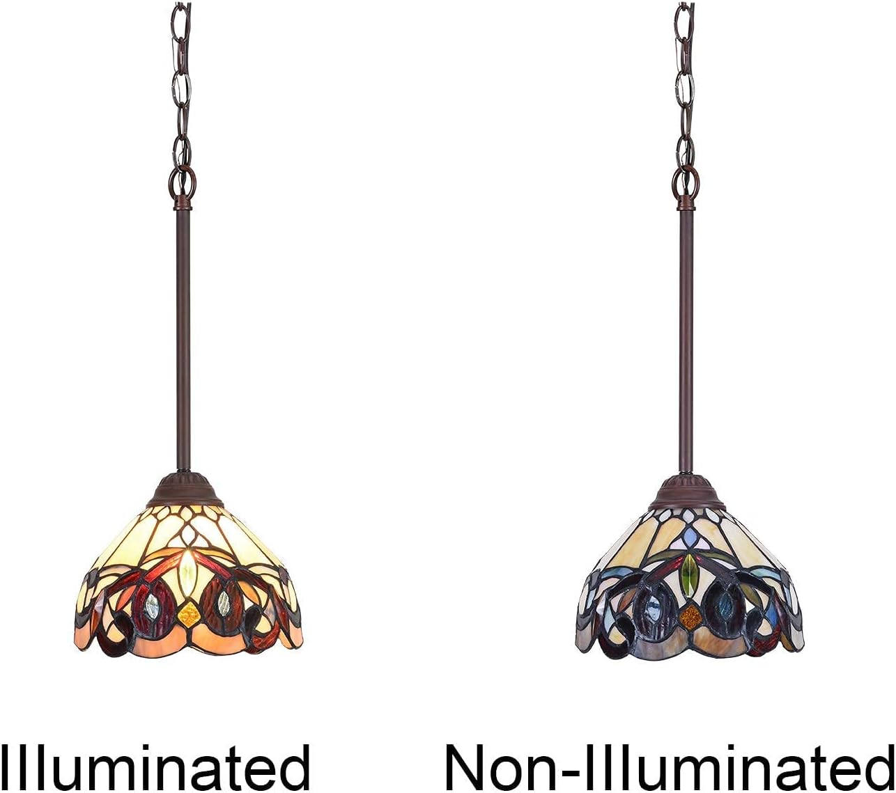 Exclusive Discount 70% Price Tiffany Mini Pendant Light Victorian Rustic Style Stained Glass Hanging Lamp for Kitchen Island Dining Room Hallway
