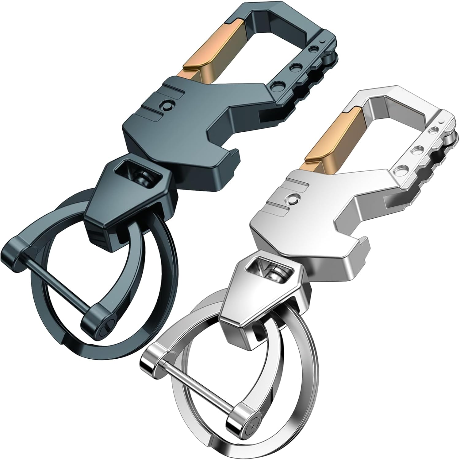 Mtverver Heavy Duty Key Chain with (1 key ring and 1 D-ring),Bottle Opener,Carabiner Car Key Chains