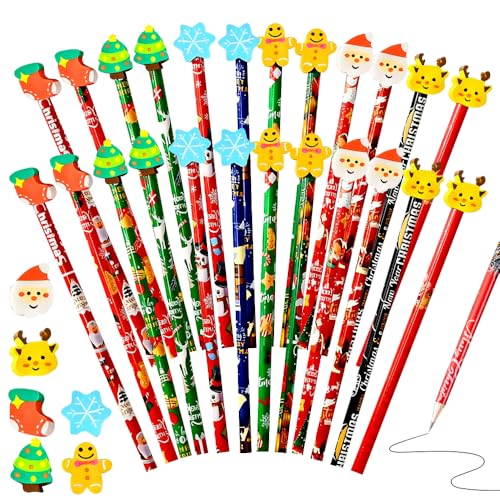 36 lápices navideños de colores con borradores
