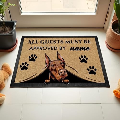 Miniatura 3 de Felpudo personalizado lindo perro que mira rottweiler No Need to Knock I Konw You're Here 23.6 x 15.7 pulgadas