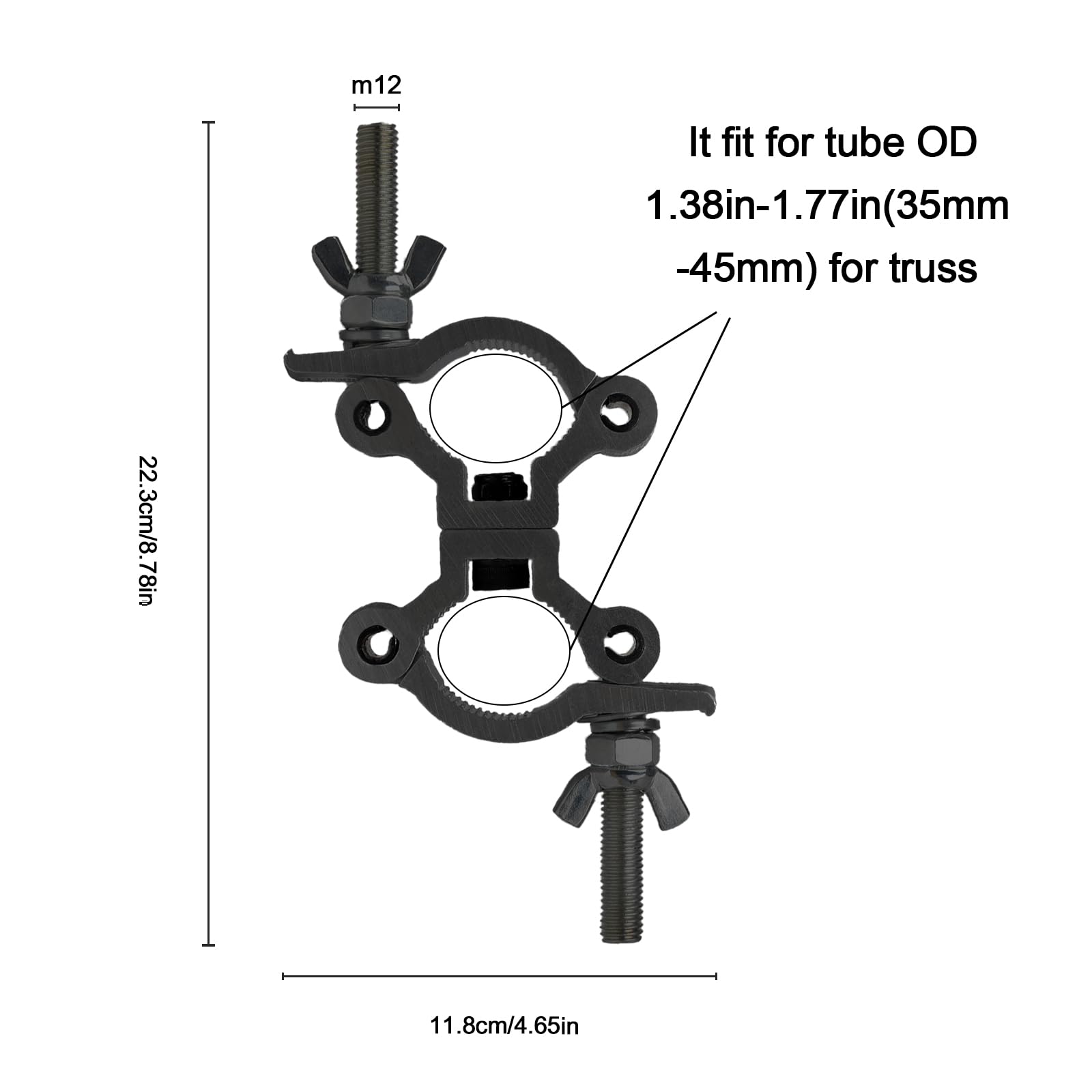 4Pack Stage Lighting Clamps for Truss Clamp for Lights 35-45mm Swivel Double Coupler Clamps for Lighting Truss Load 100kg Dual Swivel Scaffolding Clamps Hook for Scaffold Truss - Image 4