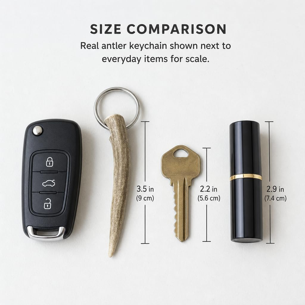 2 Pack Real Antler Keychains, Rustic Purse Charm and Bag Accessory | Naturally Unique Texture